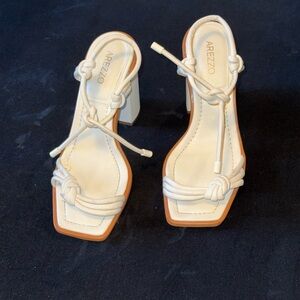 Women's White Block Heel Sandals